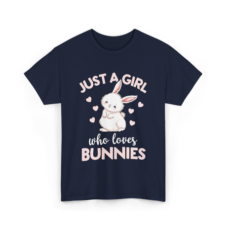 Just A Girl Bunnies Rabbit T-Shirt - Navy