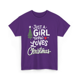 Just A Girl Christmas Holiday T-Shirt - Purple