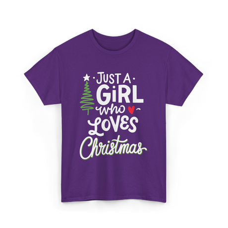 Just A Girl Christmas Holiday T-Shirt - Purple