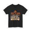 Just A Girl Country Music T-Shirt - Black