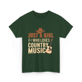 Just A Girl Country Music T-Shirt - Forest Green