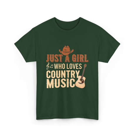 Just A Girl Country Music T-Shirt - Forest Green