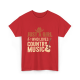 Just A Girl Country Music T-Shirt - Red