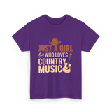 Just A Girl Country Music T-Shirt - Purple