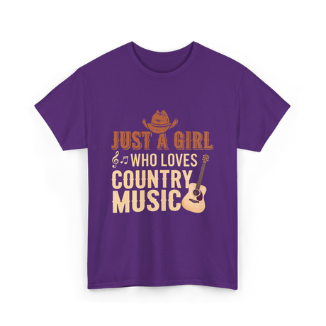 Just A Girl Country Music T-Shirt - Purple