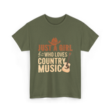 Just A Girl Country Music T-Shirt - Military Green