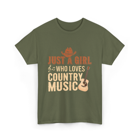 Just A Girl Country Music T-Shirt - Military Green