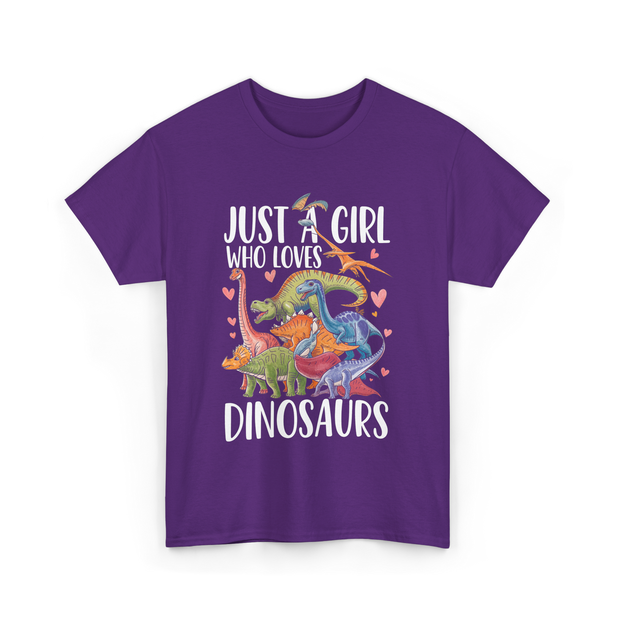 Just A Girl Dinosaurs Dino T-Shirt - Purple