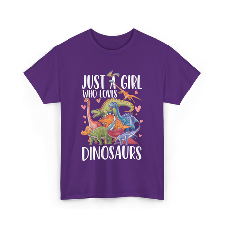 Just A Girl Dinosaurs Dino T-Shirt - Purple