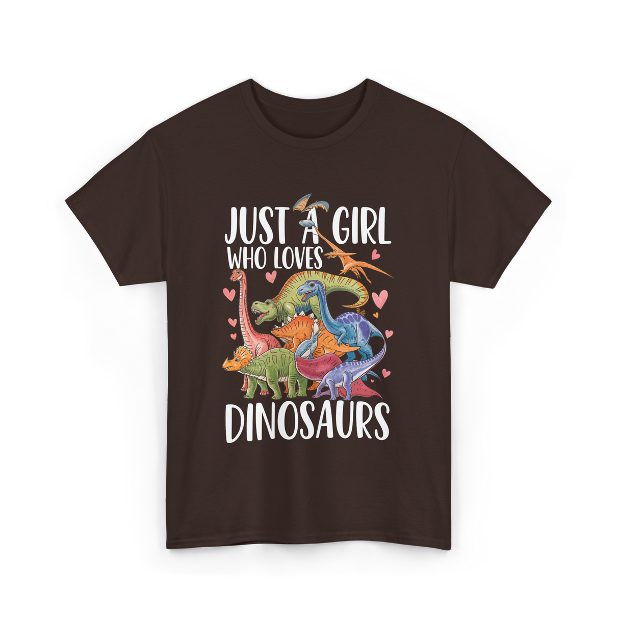 Just A Girl Dinosaurs Dino T-Shirt - Dark Chocolate