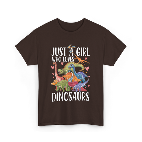 Just A Girl Dinosaurs Dino T-Shirt - Dark Chocolate