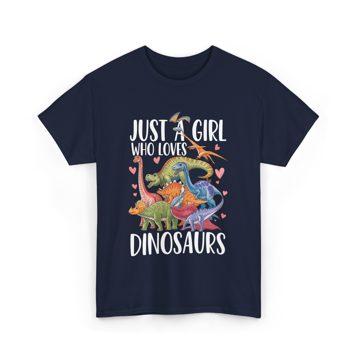 Just A Girl Dinosaurs Dino T-Shirt - Navy