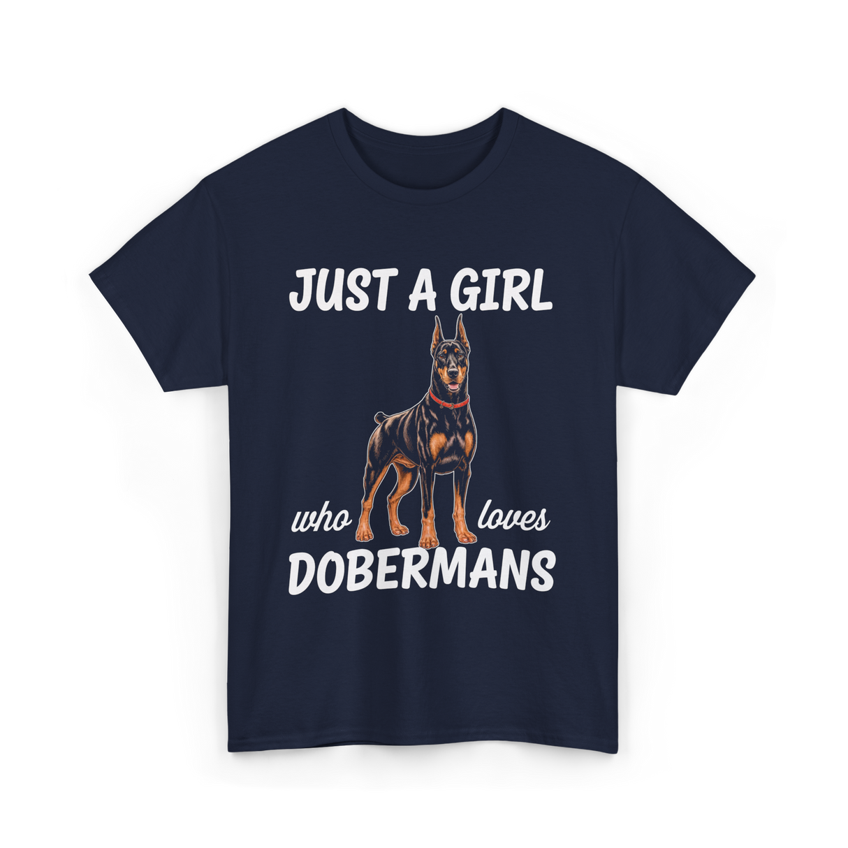 Just A Girl Dobermans T-Shirt - Navy