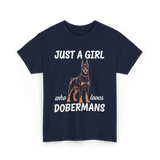 Just A Girl Dobermans T-Shirt - Navy