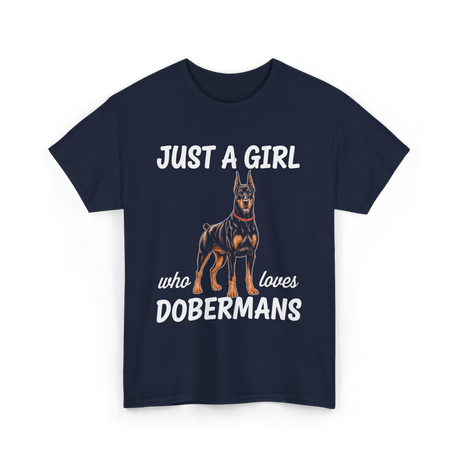 Just A Girl Dobermans T-Shirt - Navy