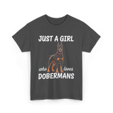 Just A Girl Dobermans T-Shirt - Dark Heather