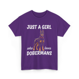 Just A Girl Dobermans T-Shirt - Purple