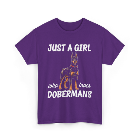 Just A Girl Dobermans T-Shirt - Purple