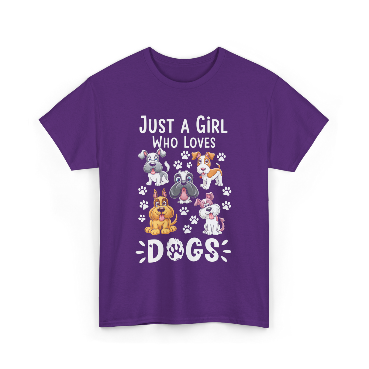 Just a Girl Dogs Dog Lover T-Shirt - Purple