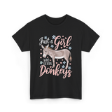 Just a Girl Donkeys Love T-Shirt - Black