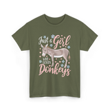 Just a Girl Donkeys Love T-Shirt - Military Green