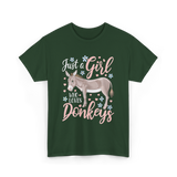 Just a Girl Donkeys Love T-Shirt - Forest Green