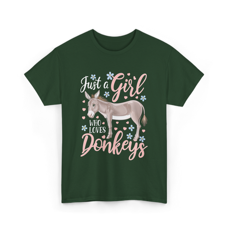 Just a Girl Donkeys Love T-Shirt - Forest Green