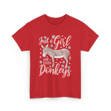 Just a Girl Donkeys Love T-Shirt - Red