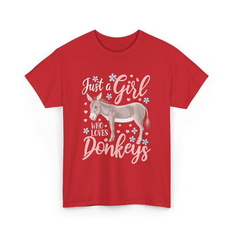 Just a Girl Donkeys Love T-Shirt - Red