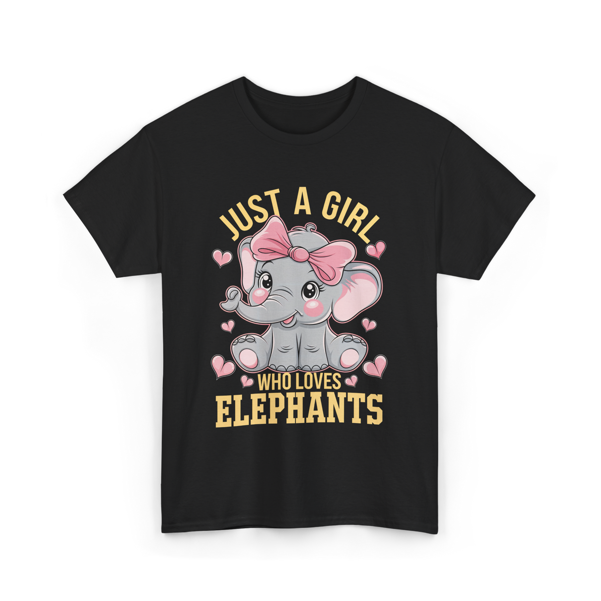 Just a Girl Elephants Elephant Lover T-Shirt - Black