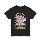 Just a Girl Elephants Elephant Lover T-Shirt - Black