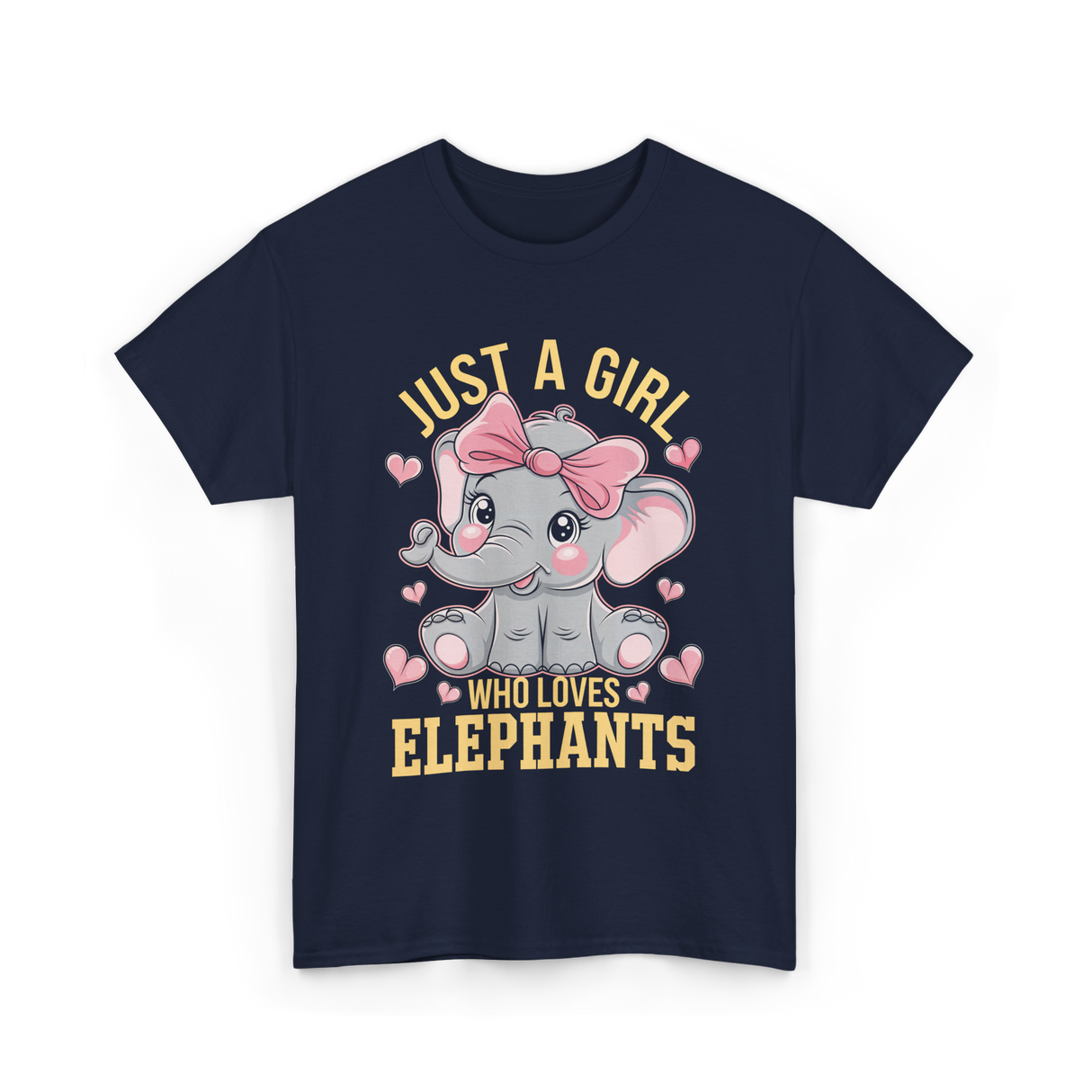 Just a Girl Elephants Elephant Lover T-Shirt - Navy