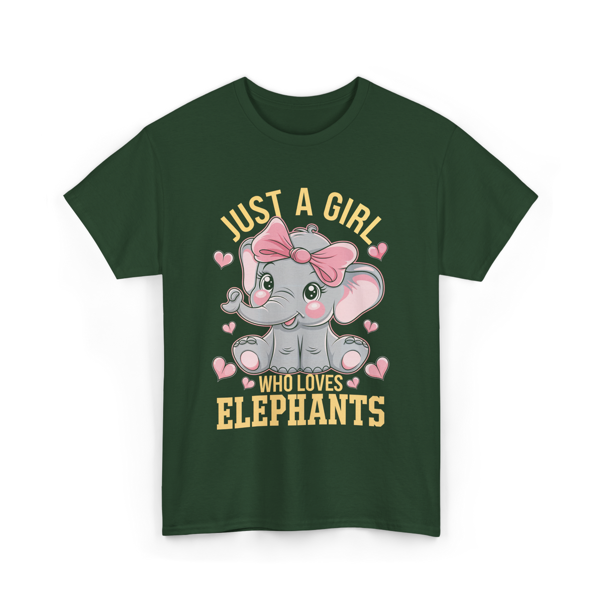 Just a Girl Elephants Elephant Lover T-Shirt - Forest Green