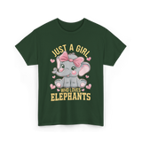 Just a Girl Elephants Elephant Lover T-Shirt - Forest Green