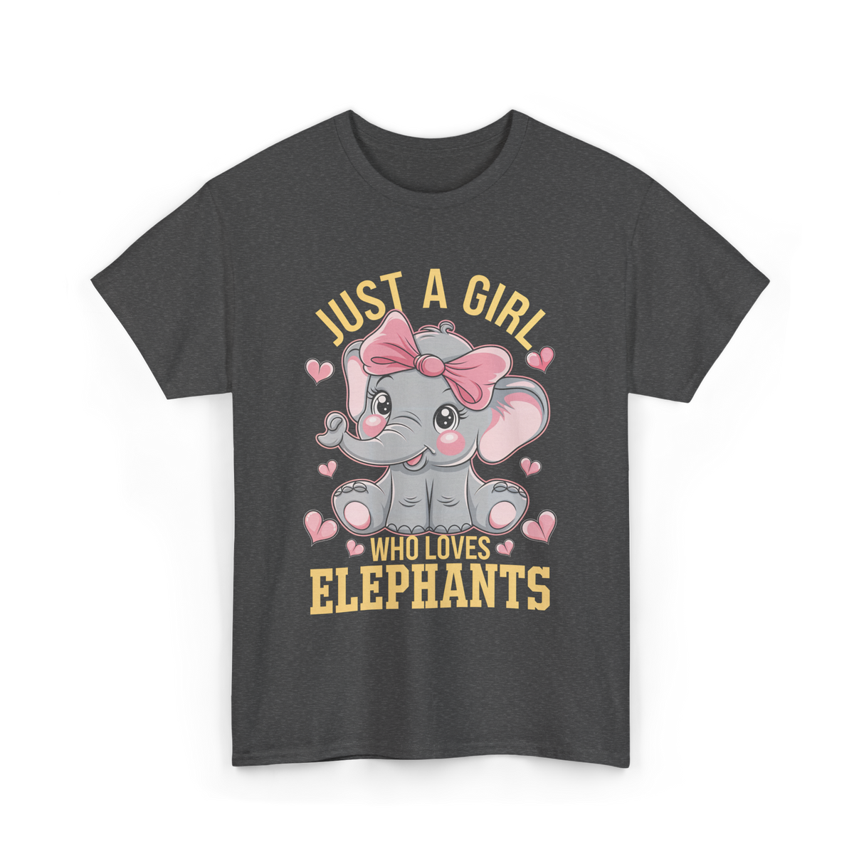 Just a Girl Elephants Elephant Lover T-Shirt - Dark Heather