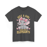 Just a Girl Elephants Elephant Lover T-Shirt - Dark Heather