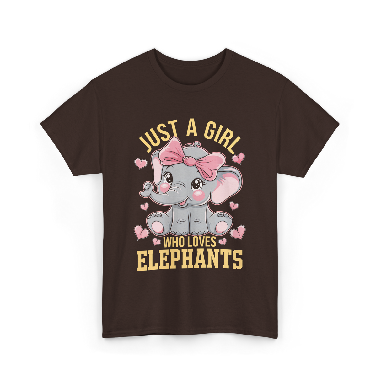 Just a Girl Elephants Elephant Lover T-Shirt - Dark Chocolate