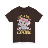 Just a Girl Elephants Elephant Lover T-Shirt - Dark Chocolate