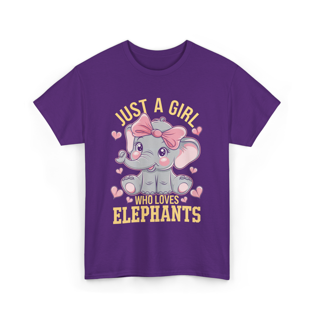 Just a Girl Elephants Elephant Lover T-Shirt - Purple