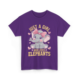 Just a Girl Elephants Elephant Lover T-Shirt - Purple