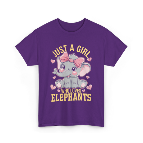 Just a Girl Elephants Elephant Lover T-Shirt - Purple