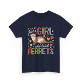 Just A Girl Ferrets Ferret T-Shirt - Navy