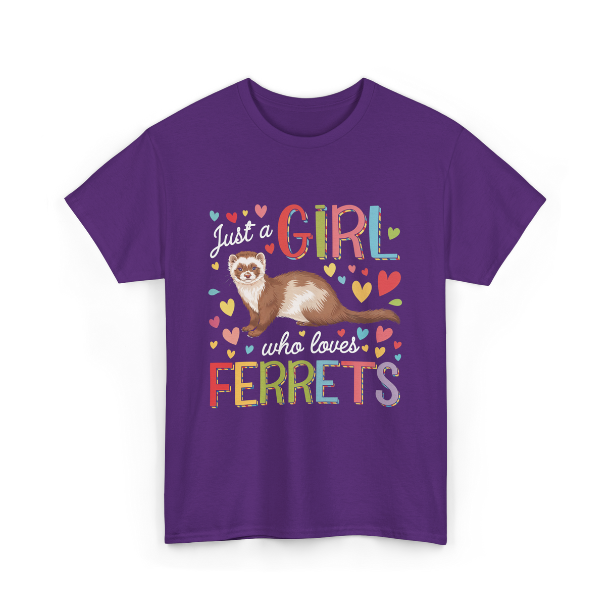 Just A Girl Ferrets Ferret T-Shirt - Purple