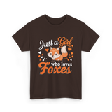 Just a Girl Foxes Fox Lover T-Shirt - Dark Chocolate