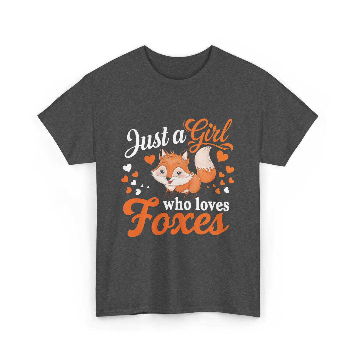 Just a Girl Foxes Fox Lover T-Shirt - Dark Heather