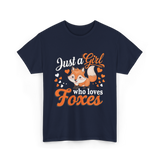 Just a Girl Foxes Fox Lover T-Shirt - Navy