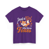 Just a Girl Foxes Fox Lover T-Shirt - Purple