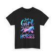 Just a Girl Horses Equestrian T-Shirt - Black