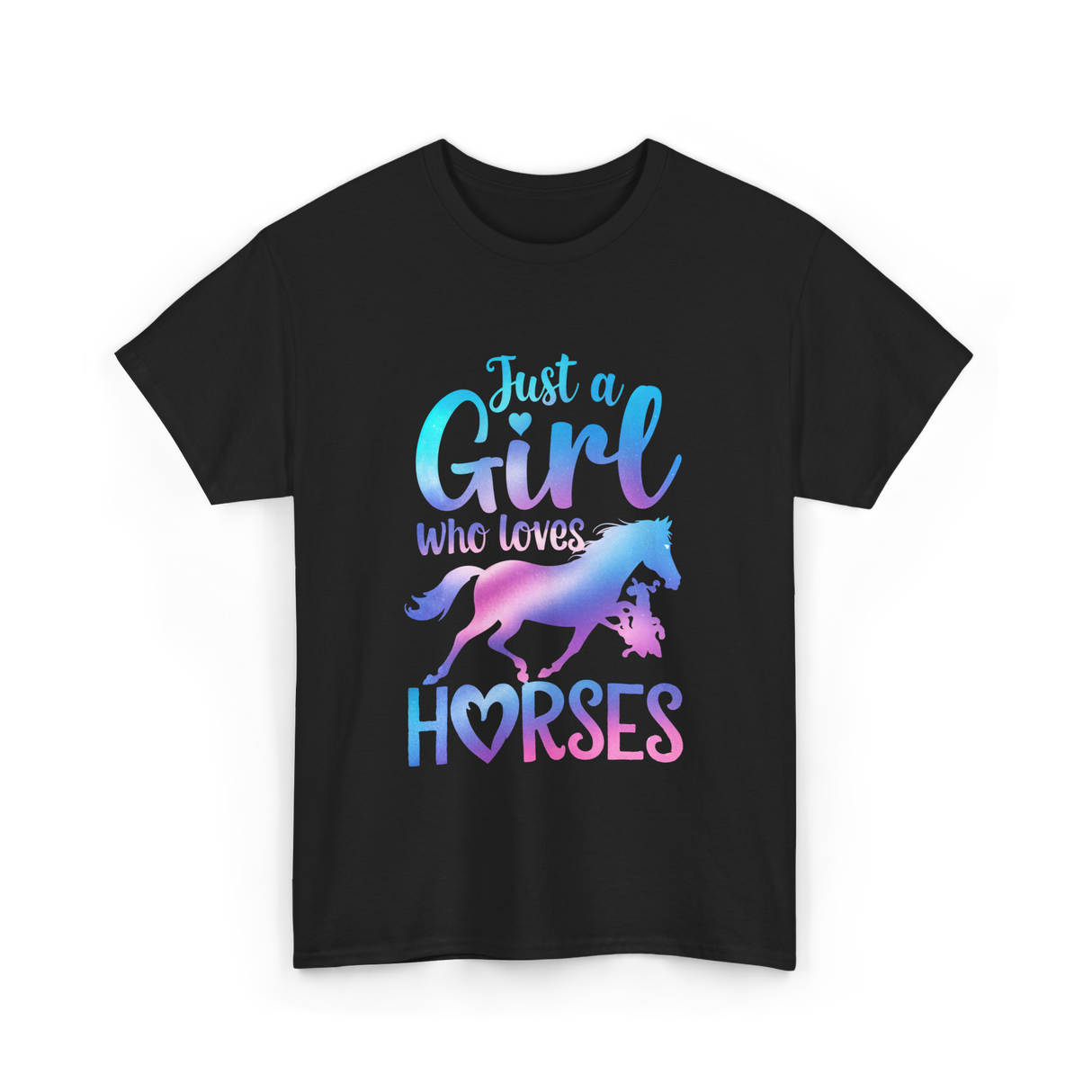 Just a Girl Horses Equestrian T-Shirt - Black