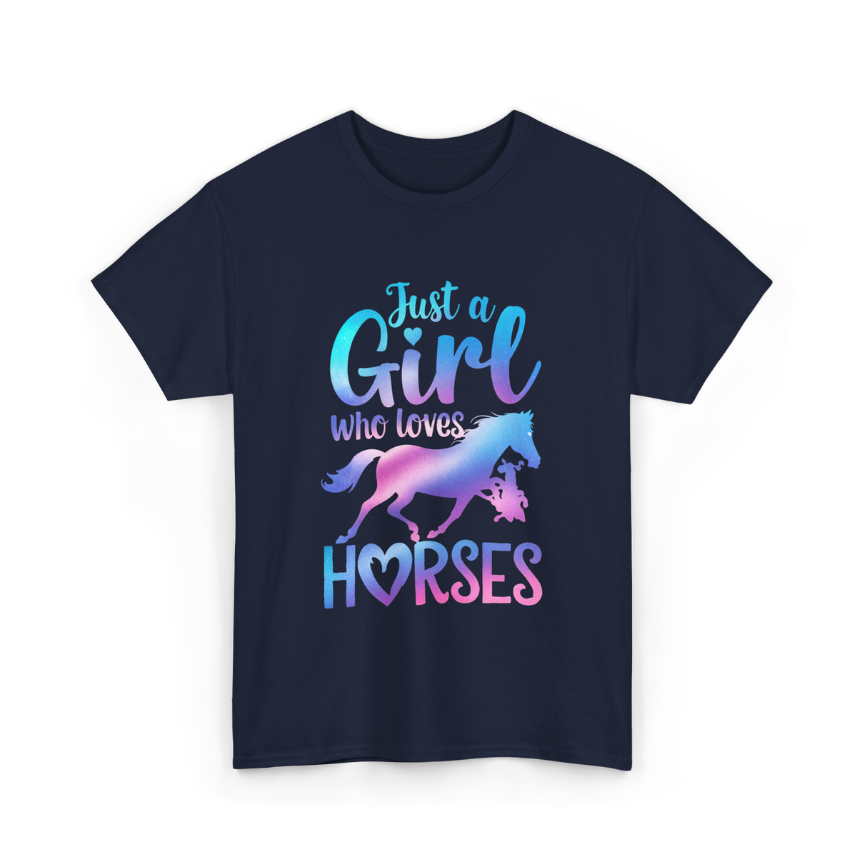 Just a Girl Horses Equestrian T-Shirt - Navy